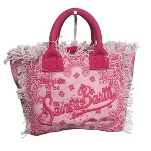 MC2 Saint Barth Colette Summer Tote Bag Pink Bandana Cotton Fringe NWT